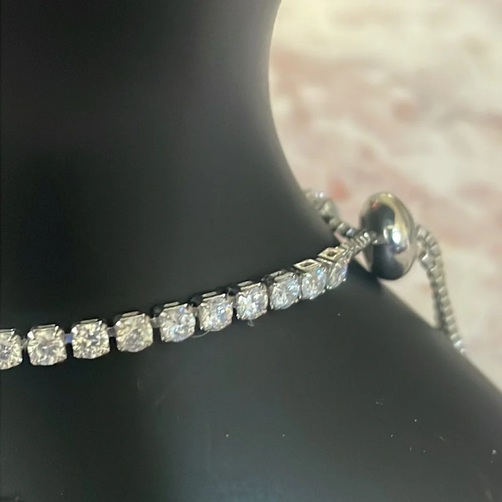 NWT~Woman’s Sterling Silver Diamonique Slide Adjustable Dragonfly Bracelet - Picture 2 of 9